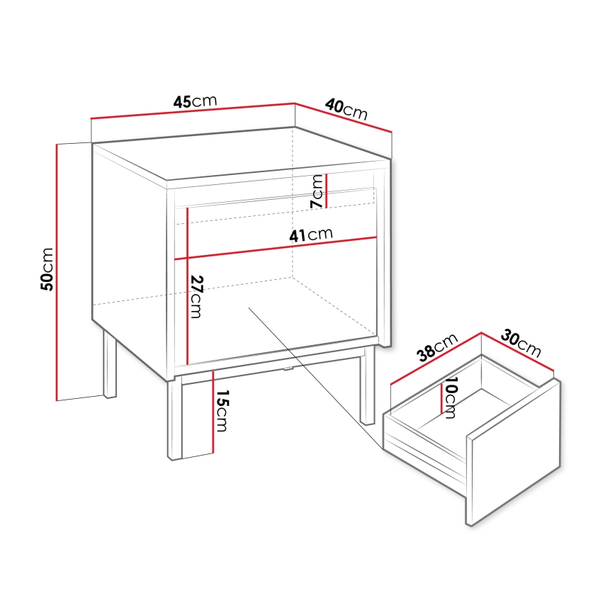 Nočný stolík OZMI 50x45 cm kašmír