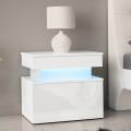 Nočný stolík s LED osvetlením GLOSSA 55x51 cm biela/lesklá biela