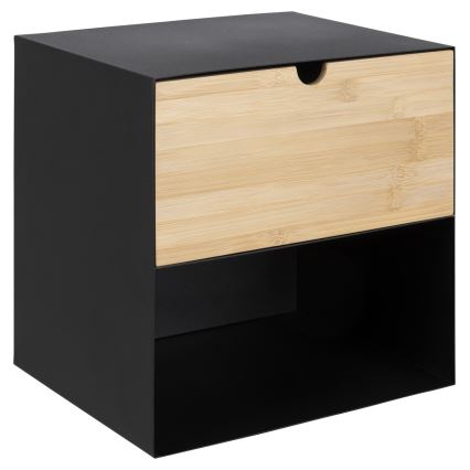 Nočný stolík s možnosťou montáže na stenu BEKIM čierna/bambus