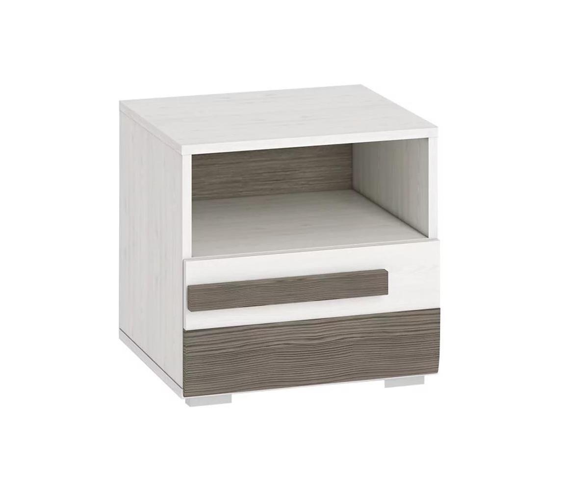 Konsimo Sp. z o.o. Sp. k. Nočný stolík SARPA 45x46 cm biela/hnedá 11068.21.151