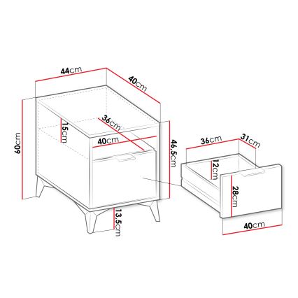Nočný stolík XYLIX 60x44 cm béžový