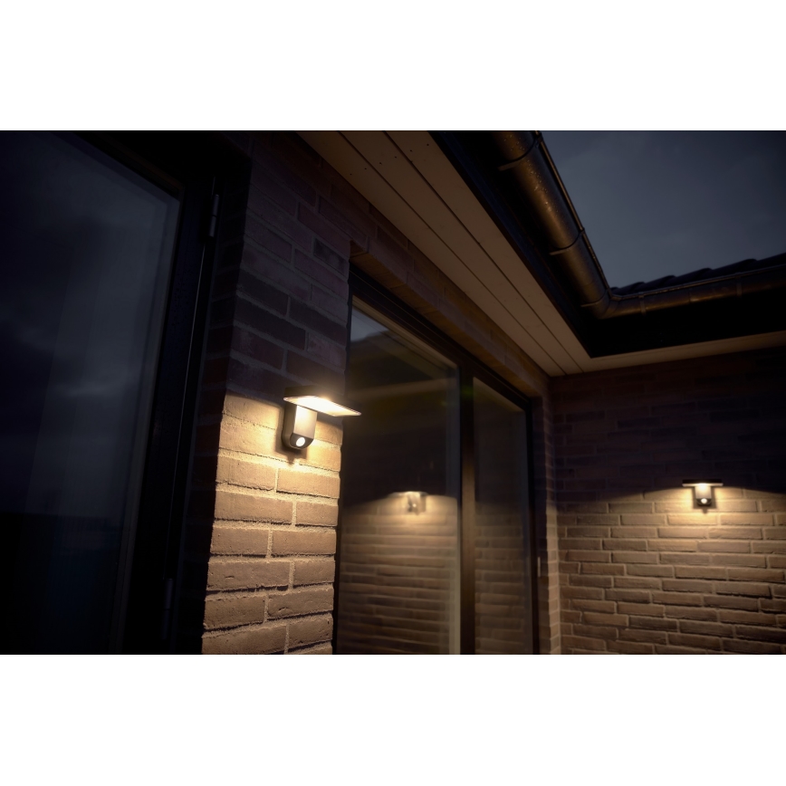 Nordlux - LED Solárne nástenné svietidlo so senzorom RICA LED/5W/3,7V IP44 2200 mAh hranatý