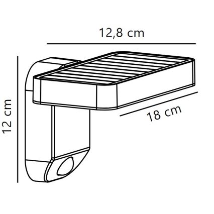 Nordlux - LED Solárne nástenné svietidlo so senzorom RICA LED/5W/3,7V IP44 2200 mAh hranatý