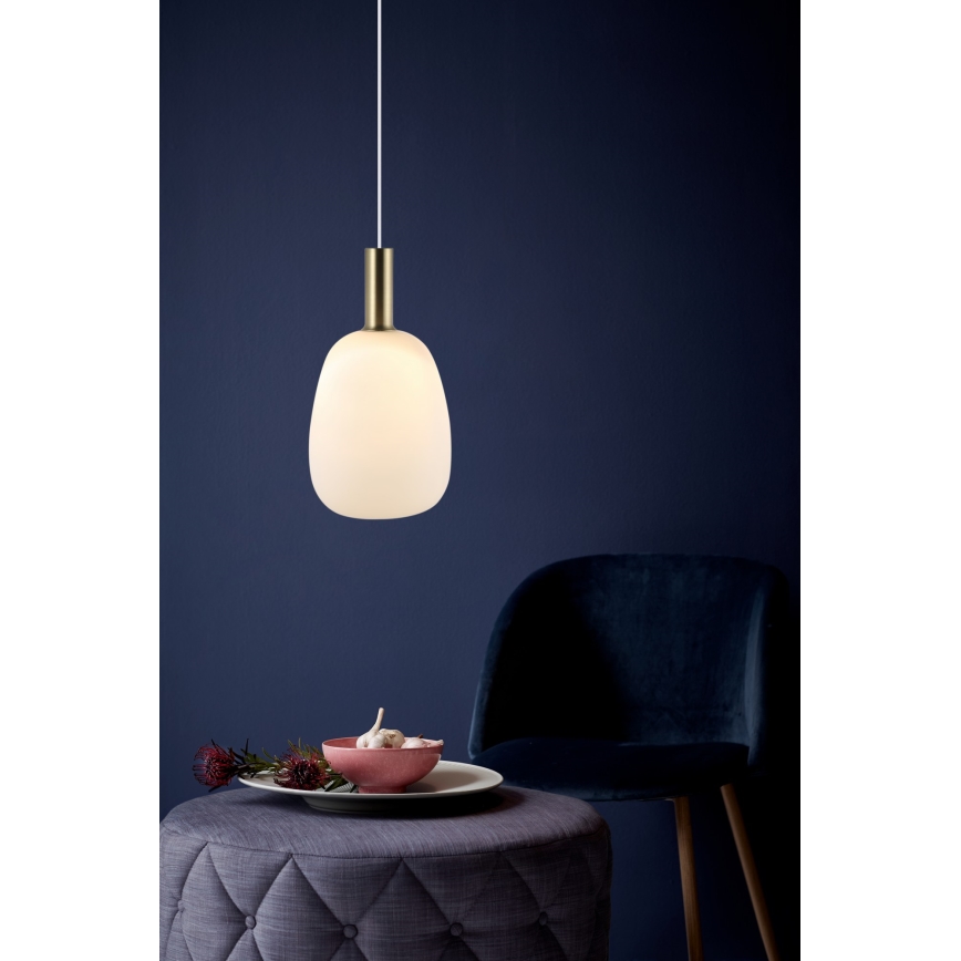 Nordlux - Luster na lanku ALTON 1xE27/60W/230V biela/čierna/mosadz