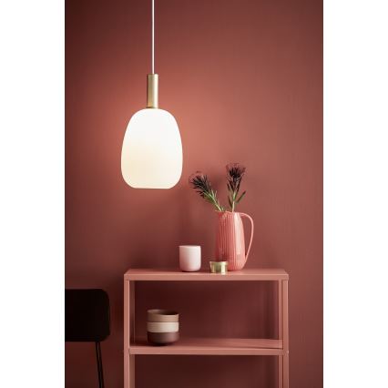 Nordlux - Luster na lanku ALTON 1xE27/60W/230V biela/čierna/mosadz