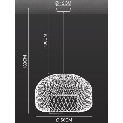 Nordlux - Luster na lanku HISOKA 1xE27/40W/230V čierna/bambus