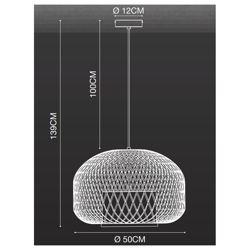 Nordlux - Luster na lanku HISOKA 1xE27/40W/230V čierna/bambus