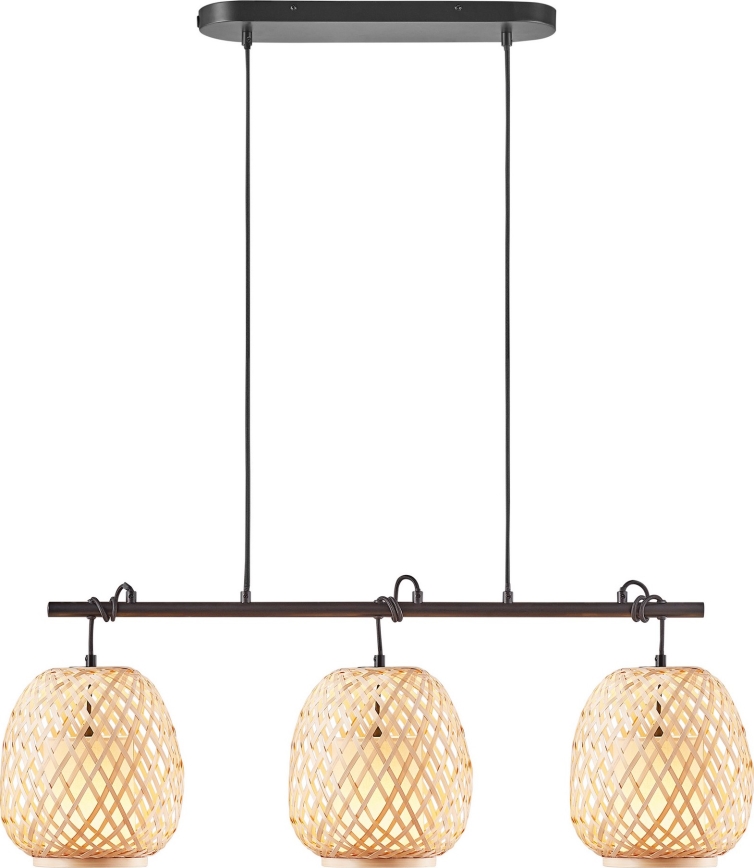 Nordlux - Luster na lanku HISOKA 3xE27/40W/230V čierna/bambus