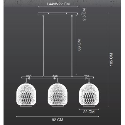 Nordlux - Luster na lanku HISOKA 3xE27/40W/230V čierna/bambus