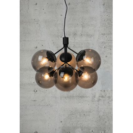 Nordlux - Luster na lanku IVONA 6xE27/28W/230V čierna