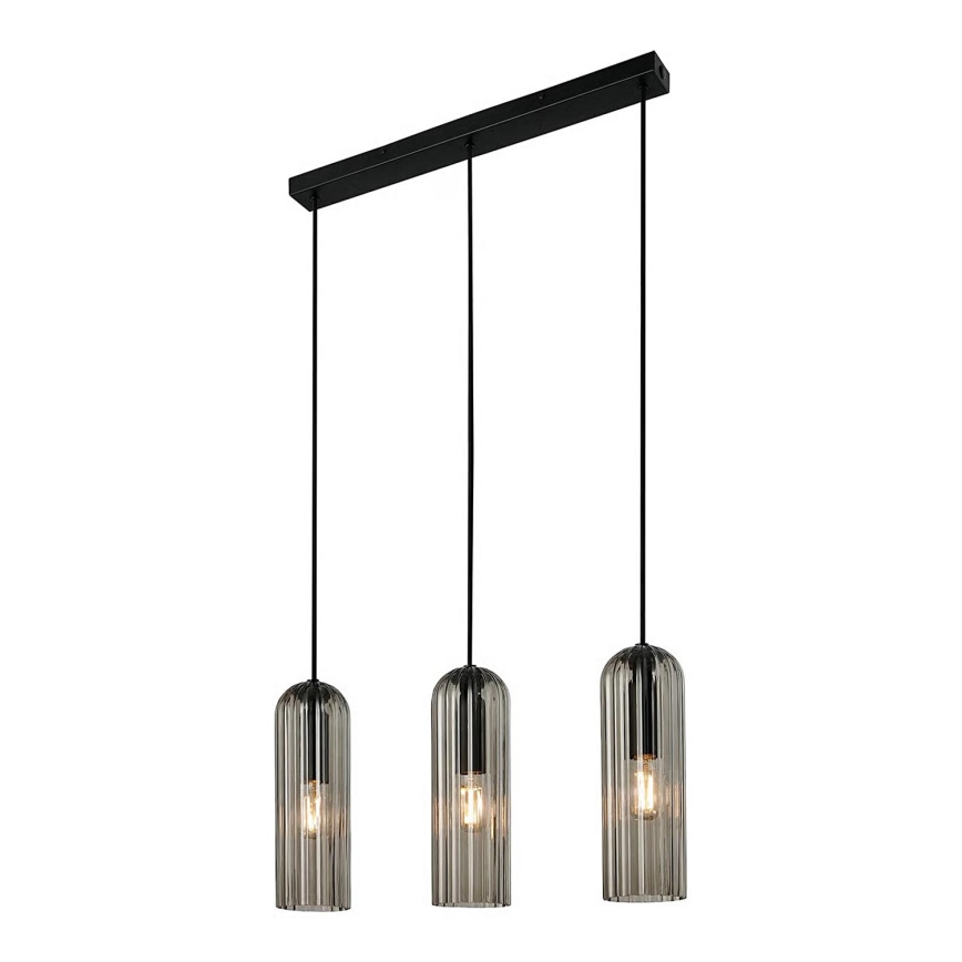 Nordlux - Luster na lanku MIELLA 3xE27/25W/230V čierny/dymový