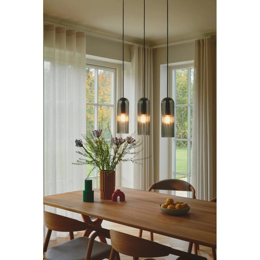 Nordlux - Luster na lanku MIELLA 3xE27/25W/230V čierny/dymový