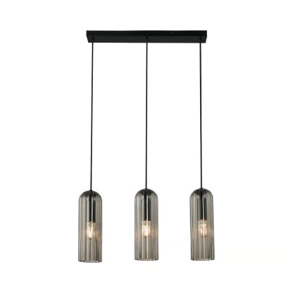 Nordlux - Luster na lanku MIELLA 3xE27/25W/230V čierny/dymový