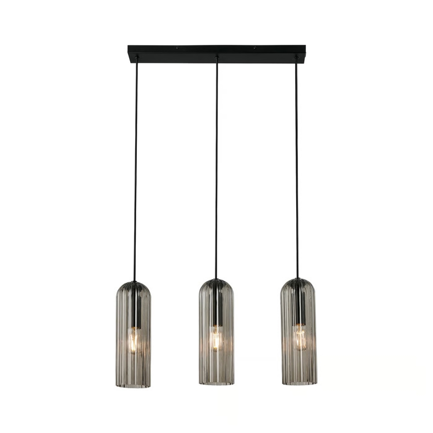 Nordlux - Luster na lanku MIELLA 3xE27/25W/230V čierny/dymový