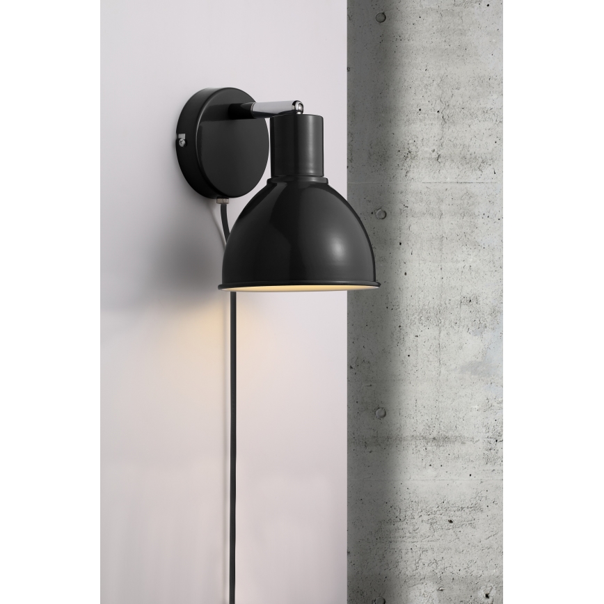 Nordlux - Nástenné bodové svietidlo POP 1xE27/18W/230V čierna/lesklý chróm