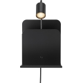 Nordlux - Nástenné bodové svietidlo s poličkou a USB ROOMI 1xGU10/8W/230V čierna
