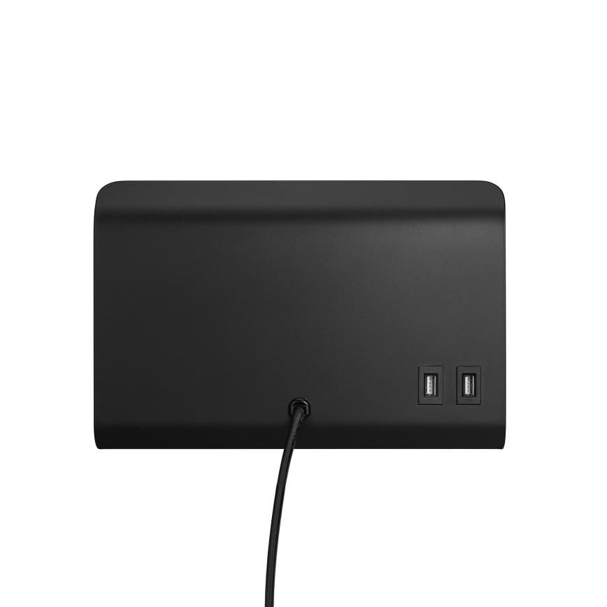 Nordlux - Nástenné bodové svietidlo s poličkou a USB ROOMI 1xGU10/8W/230V čierna