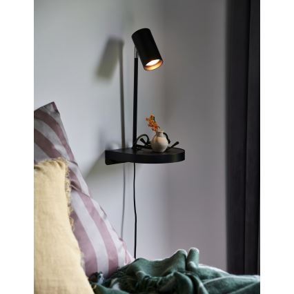 Nordlux - nástenné svietidlo s poličkou CODY 1xGU10/15W/230V čierne