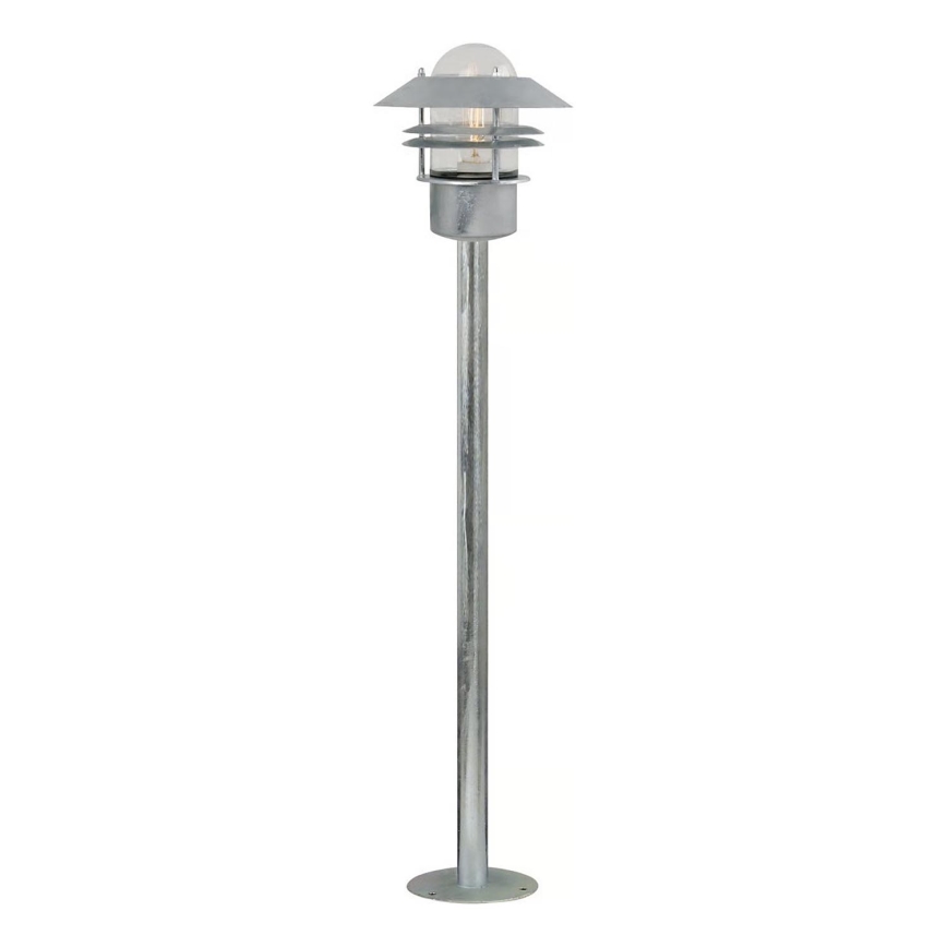 Nordlux - Vonkajšia lampa BLOKHUS 1xE27/60W/230V IP54 strieborná 92 cm