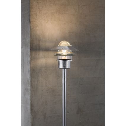 Nordlux - Vonkajšia lampa BLOKHUS 1xE27/60W/230V IP54 strieborná 92 cm
