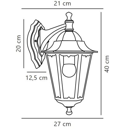 Nordlux - Vonkajšia nástenná lampa CARDIFF 1xE27/60W/230V IP44