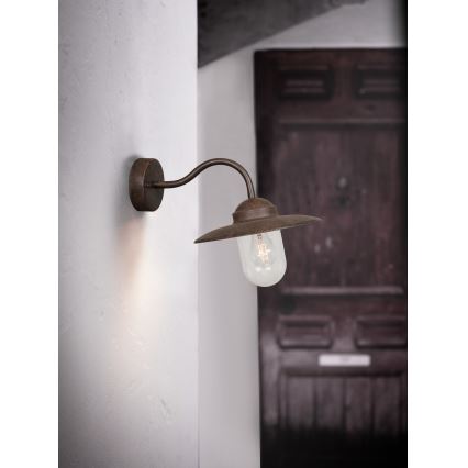 Nordlux - Vonkajšia nástenná lampa LUXEMBOURG 1xE27/60W/230V IP54 hnedá/patina