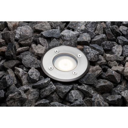 Nordlux - Vonkajšie nájazdové svietidlo PATO 1xGU10/35W/230V IP65 matný chróm guľatý