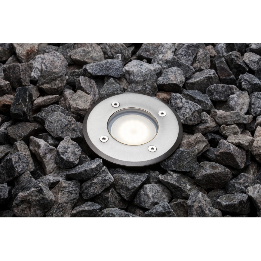Nordlux - Vonkajšie nájazdové svietidlo PATO 1xGU10/35W/230V IP65 matný chróm guľatý