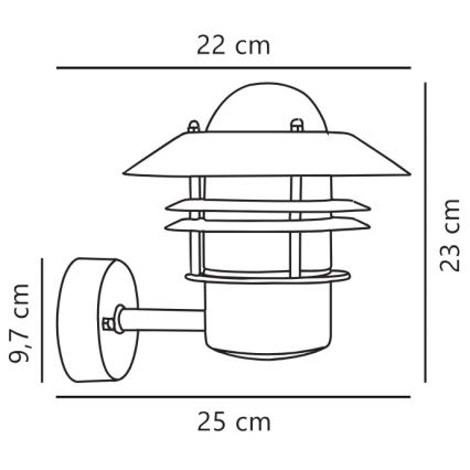 Nordlux - Vonkajšie nástenné svietidlo BLOKHUS 1xE27/60W/230V IP54 medená