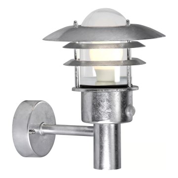 Nordlux - Vonkajšie nástenné svietidlo s pohybovým senzorom LONSTRUP 1xE27/60W/230V IP44 strieborné