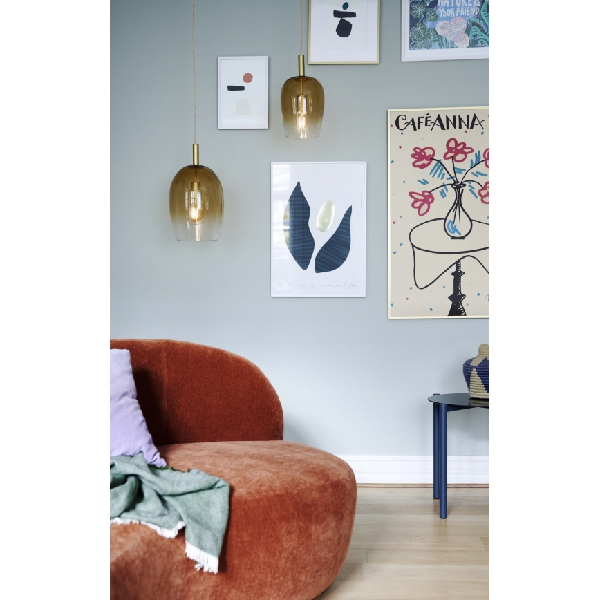 Nordlux - Závesný luster UMA na lanku 1xE27/40W/230V pr. 23 cm hnedá/dymiavá