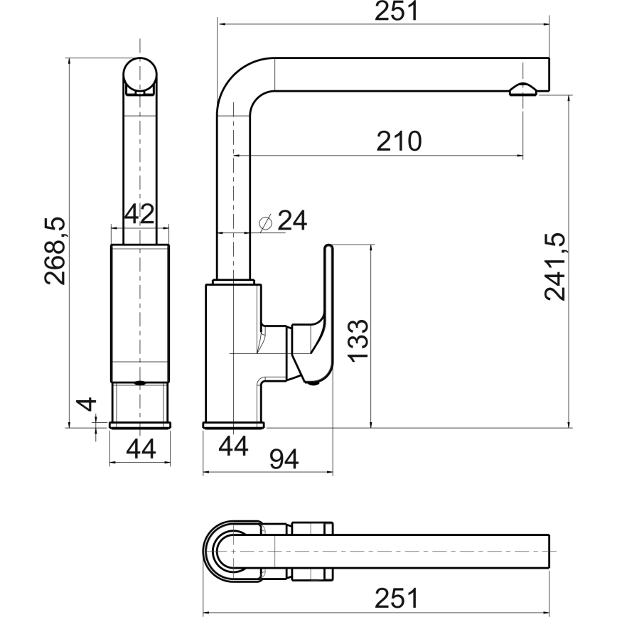 Novaservis - Drezová batéria NOBLESS SHARP lesklý chróm