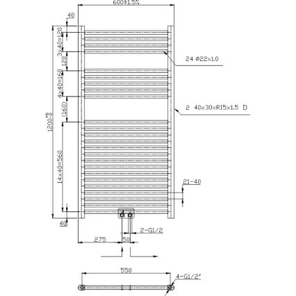 Novaservis - Kúpeľňový rebríkový radiátor 423W/230V 120x60 cm lesklý chróm rovný