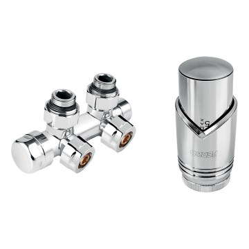 Novaservis - Rohová sada pre radiátory so stredovým pripojením, lesklý chróm