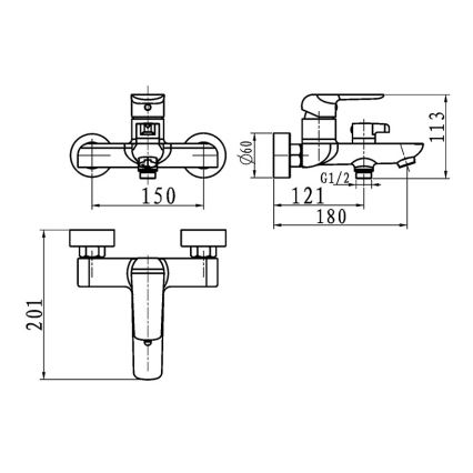 Novaservis - Vaňová batéria NOBLESS TINA čierna