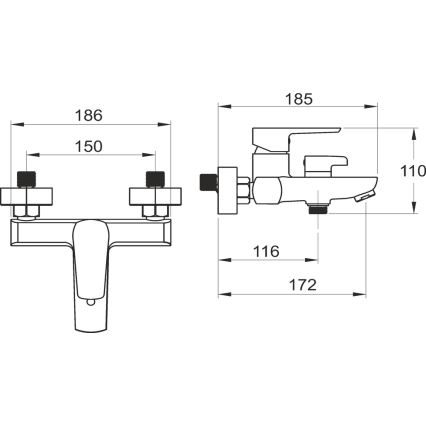 Novaservis - Vaňová súprava METALIA s batériou, čierna
