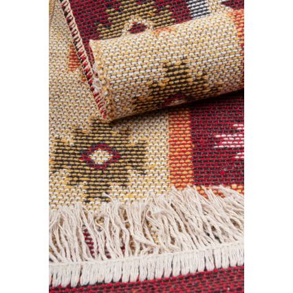 Obojstranný orientálny koberec KILIM 80x150 cm červená/béžová