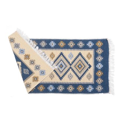 Obojstranný orientálny koberec KILIM 80x150 cm modrá/béžová