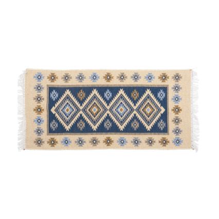 Obojstranný orientálny koberec KILIM 80x150 cm modrá/béžová