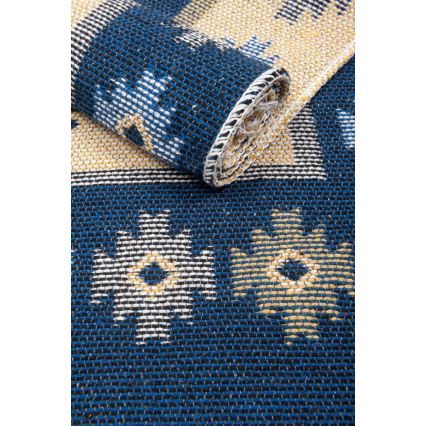 Obojstranný orientálny koberec KILIM 80x150 cm modrá/béžová