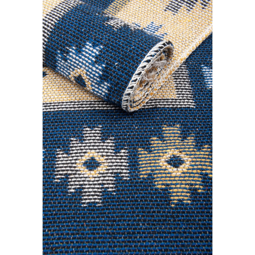 Obojstranný orientálny koberec KILIM 80x150 cm modrá/béžová