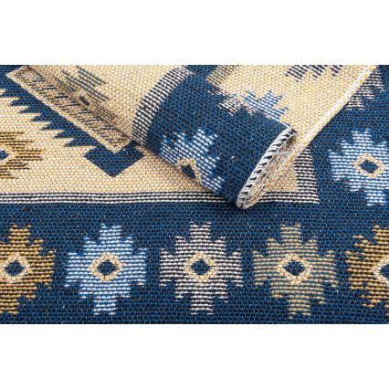 Obojstranný orientálny koberec KILIM 80x150 cm modrá/béžová