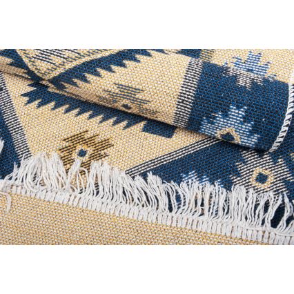 Obojstranný orientálny koberec KILIM 80x150 cm modrá/béžová