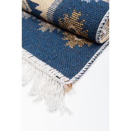 Obojstranný orientálny koberec KILIM 80x150 cm modrá/béžová