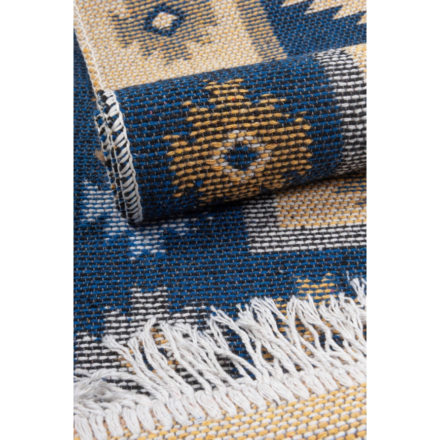 Obojstranný orientálny koberec KILIM 80x150 cm modrá/béžová