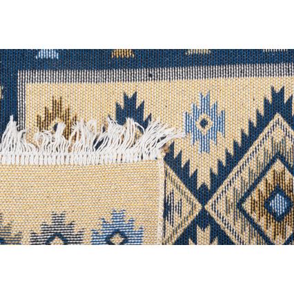 Obojstranný orientálny koberec KILIM 80x150 cm modrá/bežová