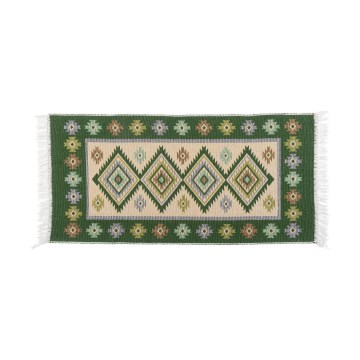Obojstranný orientálny koberec KILIM 80x150 cm zelená/béžová