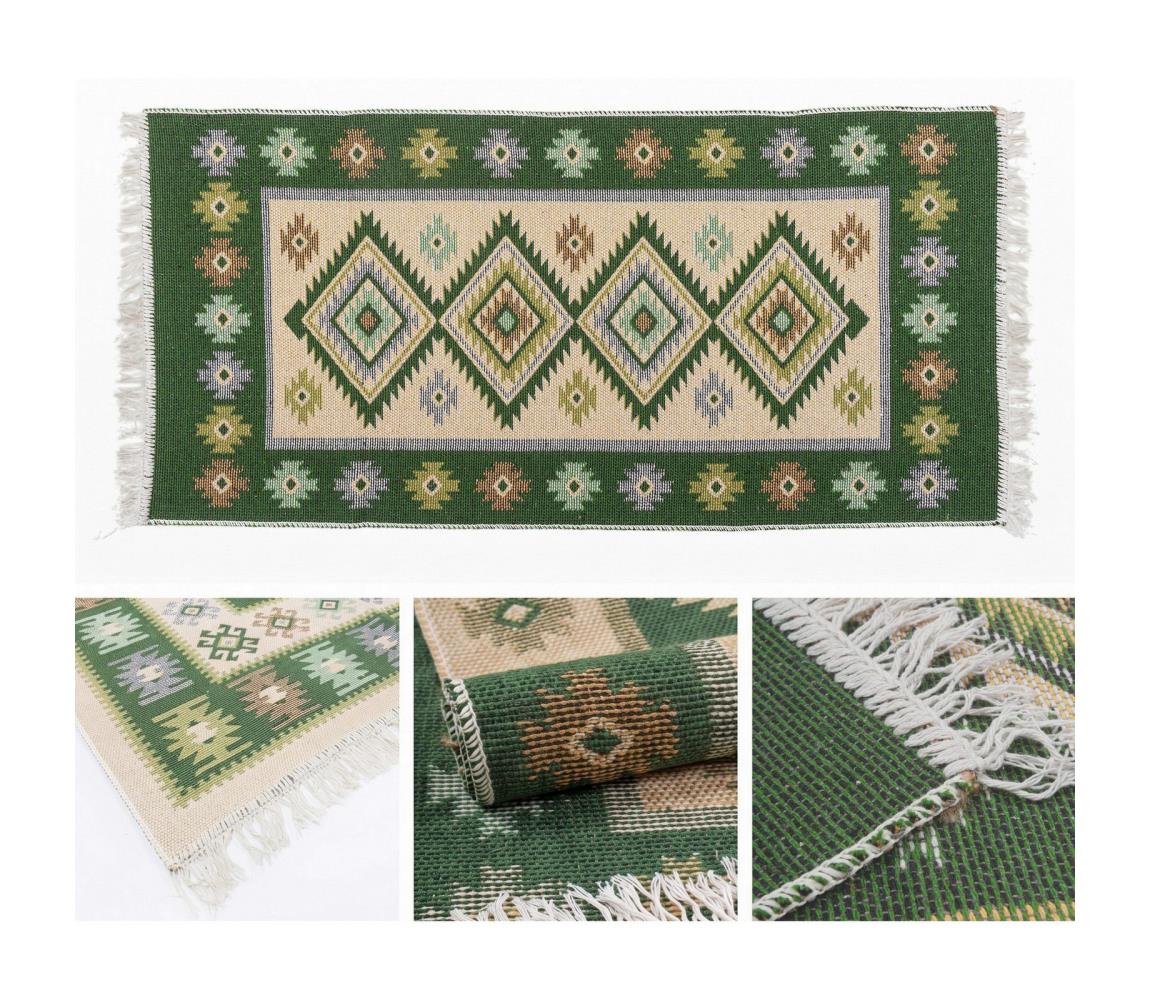 Multidecor Obojstranný orientálny koberec KILIM 80x150 cm zelená/béžová 504078