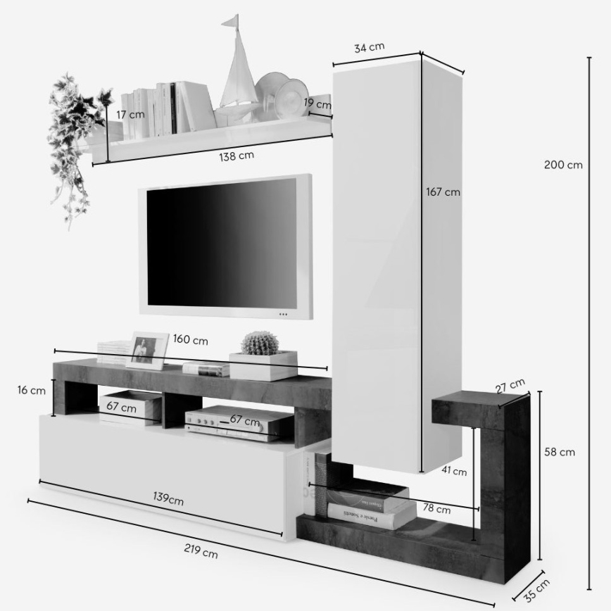 Obývacia stena LENOR kašmír/hnedá
