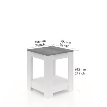 Odkladací stolík GRADO 61x50 cm biela/hnedá